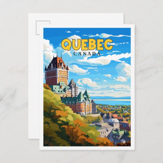 Quebec Canada vintage reisillustratie Briefkaart (Voorkant / Achterkant)