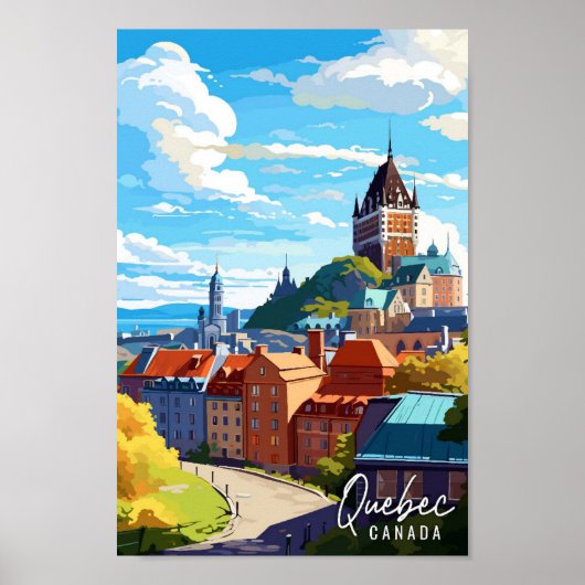 Quebec Canada vintage reisillustratie Poster (Voorkant)