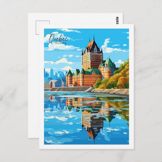 Quebec Canada vintage reisplaats illustratie Briefkaart (Voorkant / Achterkant)