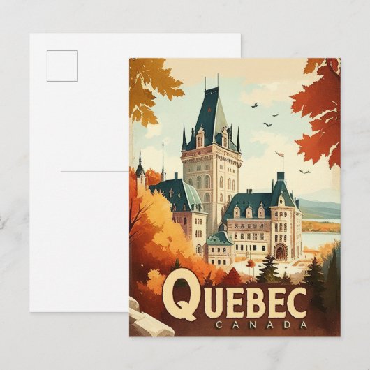 Quebec, Canada Vintage reizen Briefkaart (Voorkant / Achterkant)