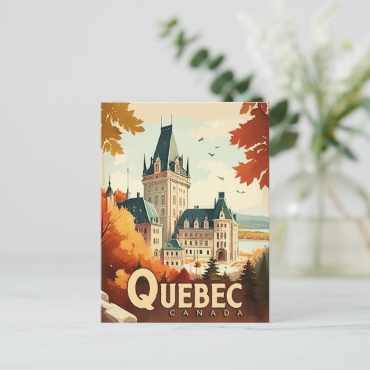 Quebec, Canada Vintage reizen Briefkaart (Staand voorkant)