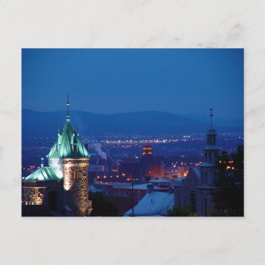 Quebec City Gate Overlook at Night Canada Briefkaa Briefkaart (Voorkant)