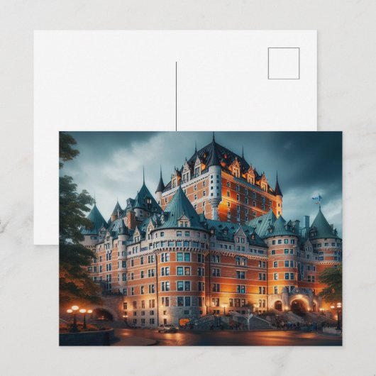 Quebec City Night Canada Briefkaart (Voorkant / Achterkant)