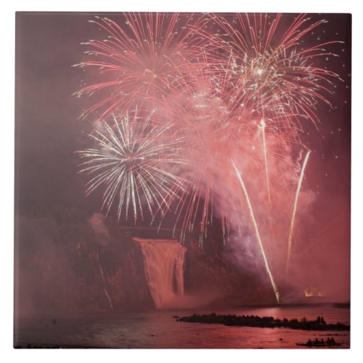 Quebec City, Quebec, Canada. Vuurwerk in deel 2 Tegeltje (Voorkant)
