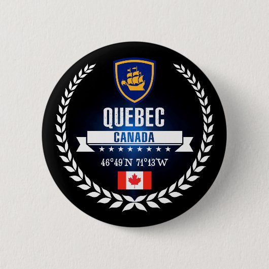Quebec City Ronde Button 5,7 Cm (Voorkant)