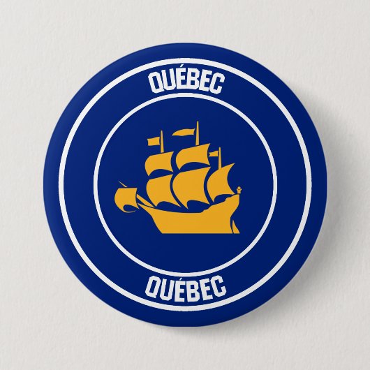 Quebec City Round Emblem Ronde Button 7,6 Cm (Voorkant)