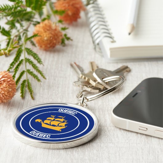 Quebec City Round Emblem Sleutelhanger (Zijkant)