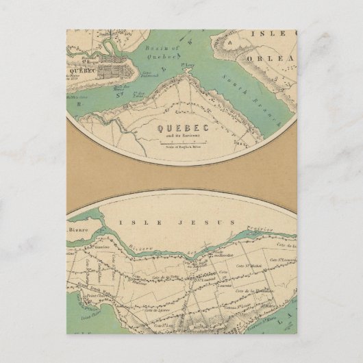Quebec en zijn omgeving briefkaart (Voorkant)