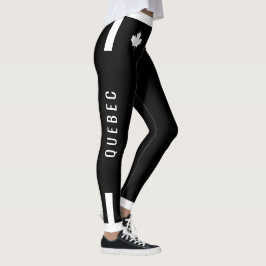 QUEBEC Fitness met White Canadian Maple op BLACK Leggings