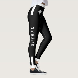 QUEBEC Fitness met White Canadian Maple op BLACK Leggings