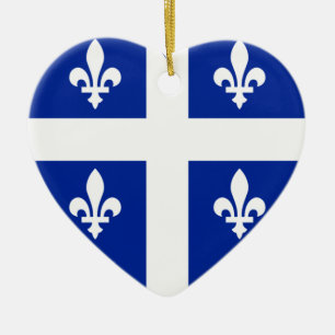 Quebec Flag Heart Keramisch Ornament