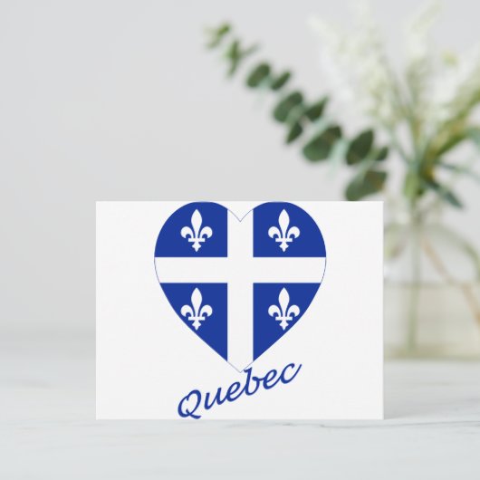 Quebec Flag Heart met naam Briefkaart (Staand voorkant)
