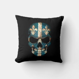 Quebec Flag Skull op Black Kussen