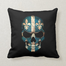 Quebec Flag Skull op Black Kussen