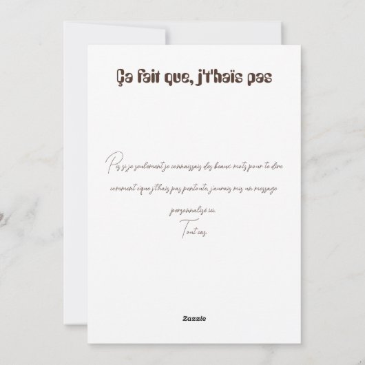 Quebec Frans-Canadees Valentijnsdag Feestdagenkaart (Achterkant)