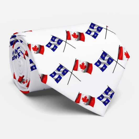 Quebec French Canadian Flag Stropdas (Opgerold)
