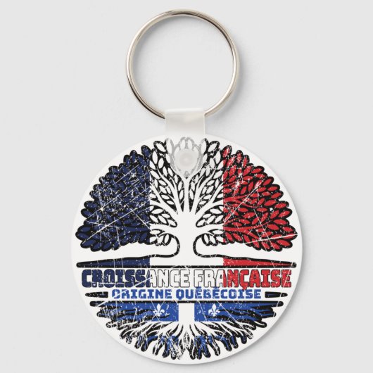 Quebec French France Tree Roots Flag Sleutelhanger (Voorkant)
