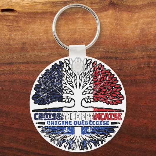 Quebec French France Tree Roots Flag Sleutelhanger (Achterkant)