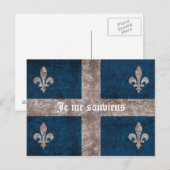 Quebec - grijze vlag met motto - klassiek uiterlij briefkaart (Voorkant / Achterkant)