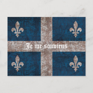 Quebec - grijze vlag met motto - klassiek uiterlij briefkaart