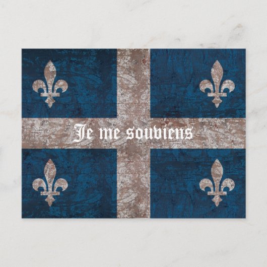 Quebec - grijze vlag met motto - klassiek uiterlij briefkaart (Voorkant)