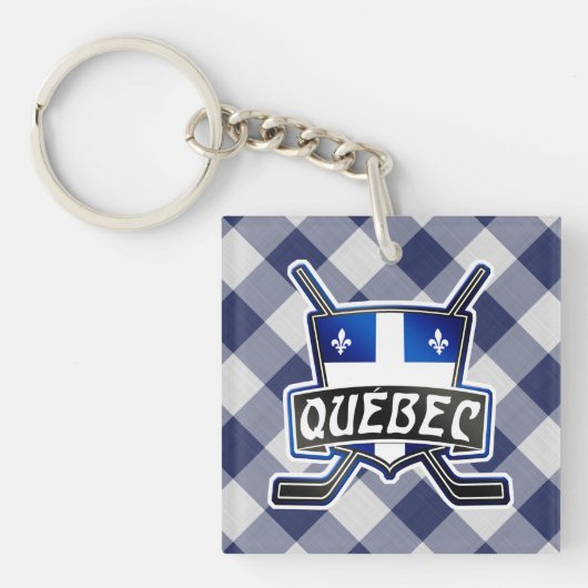 Quebec Hockey Flag Logo Sleutelhanger (Voorkant)