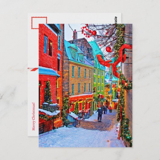 Quebec Kerstmis Briefkaart (Voorkant / Achterkant)