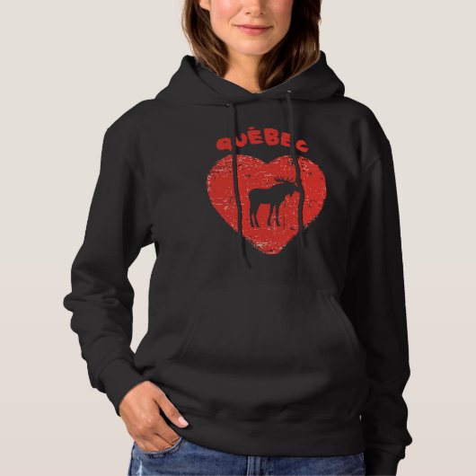 Quebec Liefde Moose Hart Hoodie (Voorkant)