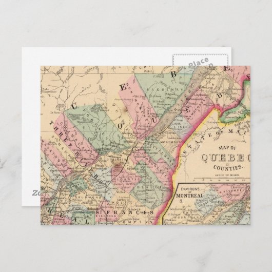 Quebec Map door Mitchell Briefkaart (Voorkant / Achterkant)