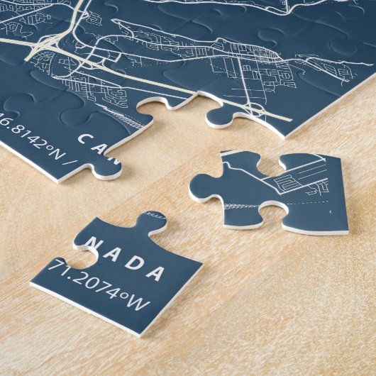 Quebec Minimalist City Map Line Art in Blue Legpuzzel (Zijkant)