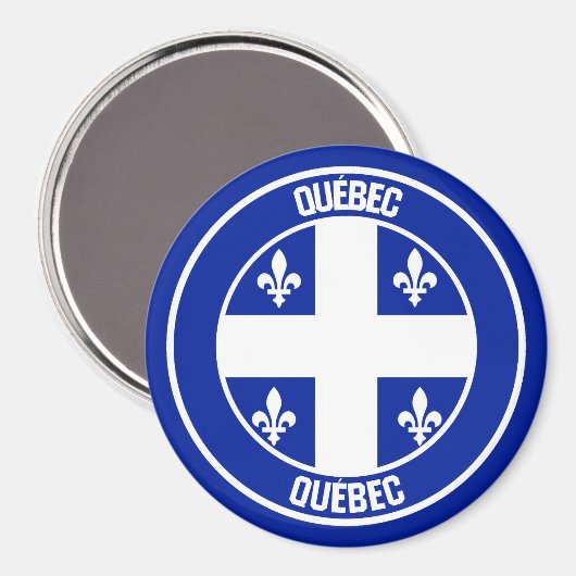 Quebec Round Emblem Magneet (Voorkant / Achterkant)