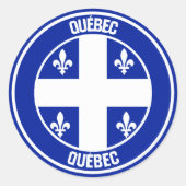 Quebec Round Emblem Ronde Sticker (Voorkant)