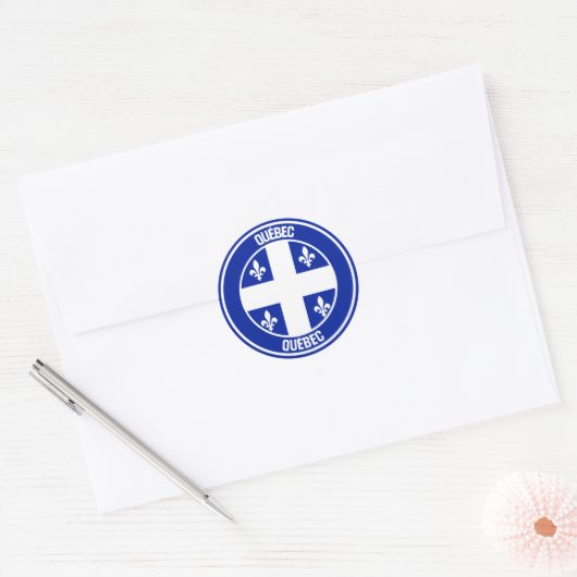 Quebec Round Emblem Ronde Sticker (Envelop)