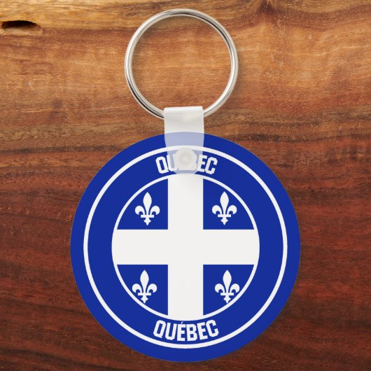 Quebec Round Emblem Sleutelhanger (Voorkant)