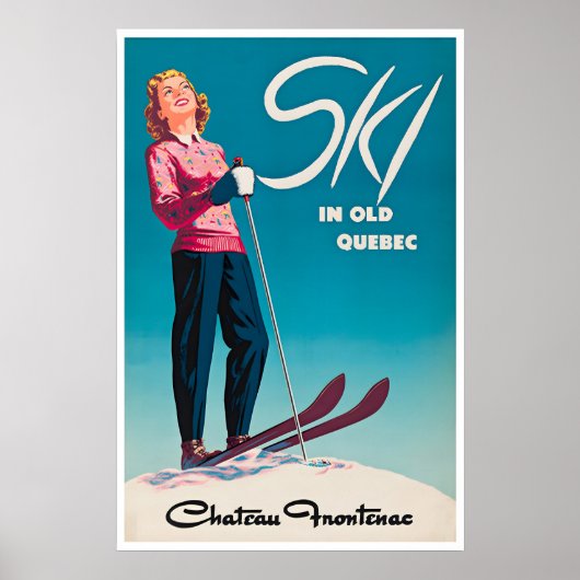 Quebec Ski-poster Canada Reis Kunst Chateau Poster (Voorkant)