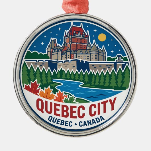 Quebec Stad Canada Metalen Ornament (Voorkant)
