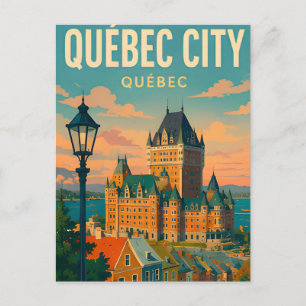 Quebec Stad Canada Oude Stad Kasteel Reizen Briefkaart