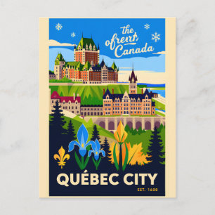 Québec Stad Canada Retro Reisposter Kunst Briefkaart