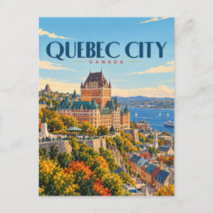 Quebec Stad Canada Vintage Reis Kunst Briefkaart