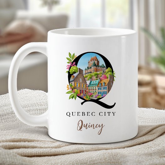 Quebec Stad Monogram Letter Q Persoonlijk Geschenk Koffiemok