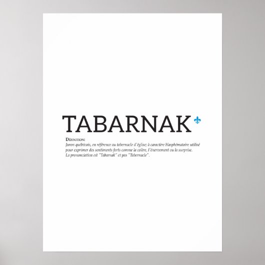 Québec Tabanak Vloeken Joual Franse Humor Poster (Voorkant)