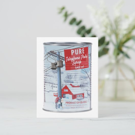 Quebec Telephone Pole Syrup Briefkaart (Staand voorkant)