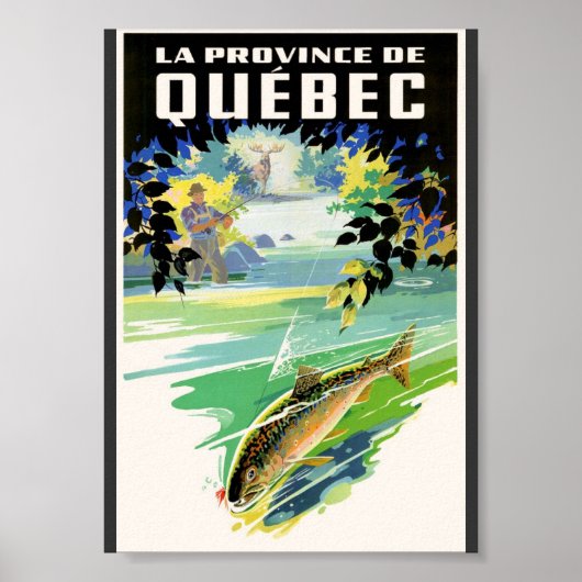 Quebec Travel Poster of Fisherman and Trout (Voorkant)