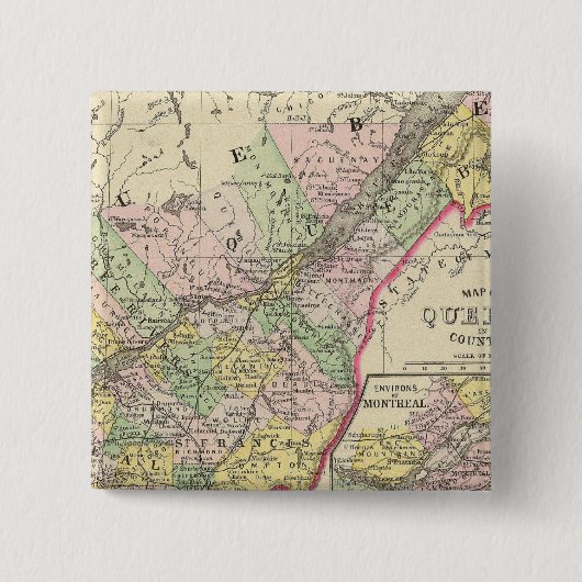 Quebec Vierkante Button 5,1 Cm (Voorkant)