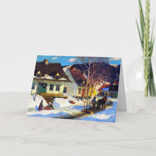 Quebec Village Street, Winter Clarence Gagnon Kaart (Voorkant)