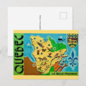 Quebec Vintage Kaart Ansichtkaart (Voorkant / Achterkant)