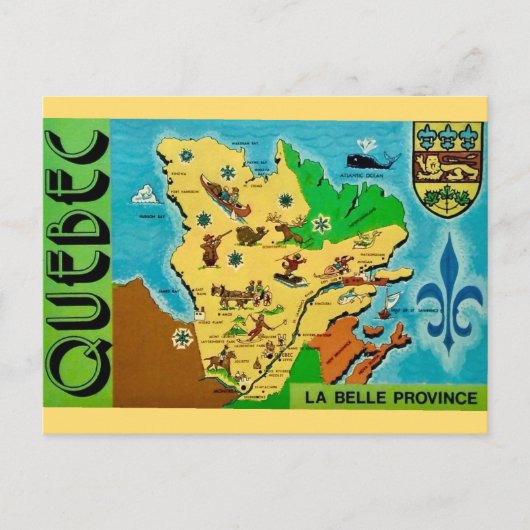 Quebec Vintage Kaart Ansichtkaart (Voorkant)