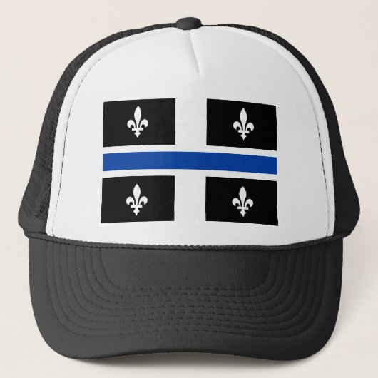 Quebec vlag Blauwe lijn Fleur de Lys Grafische kun Trucker Pet (Voorkant)