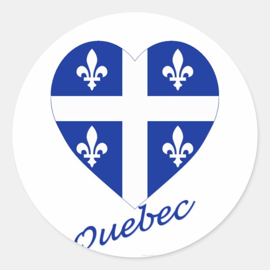Quebec Vlag Hart met Naam Ronde Sticker (Voorkant)