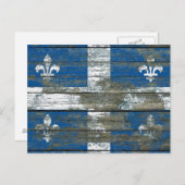 Quebec-vlag op ruw houten plankeffect briefkaart (Voorkant / Achterkant)